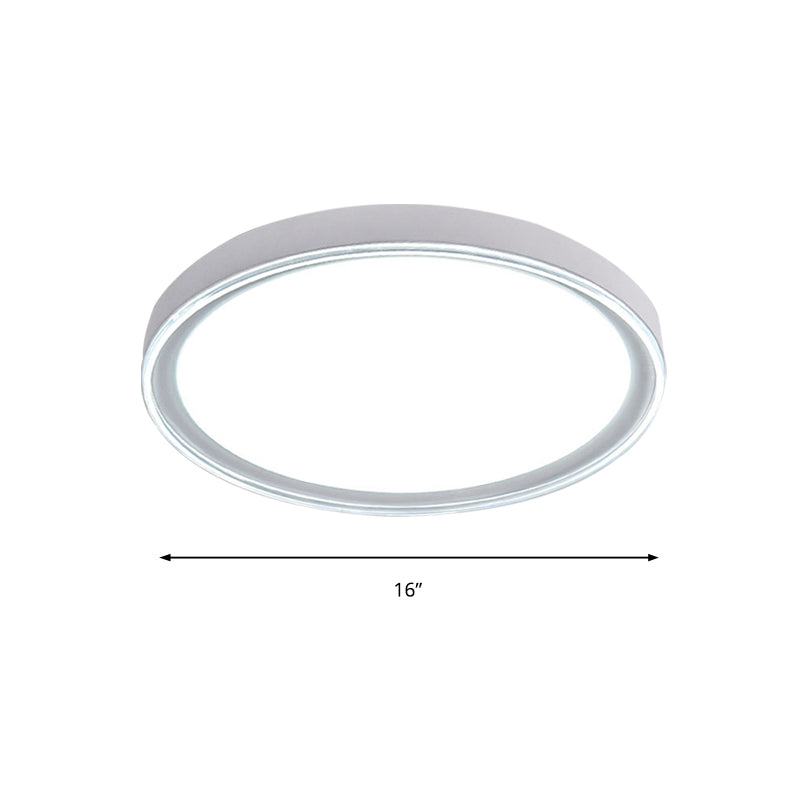 White/Pink/Yellow Metal Round Flush Light Acrylic Shade Nordic 16"/19.5" Dia LED Ceiling Fixture for Bedroom in Warm/White Clearhalo 'Ceiling Lights' 'Close To Ceiling Lights' 'Close to ceiling' 'Flush mount' Lighting' 149506