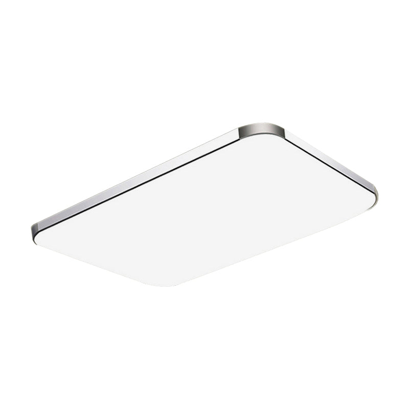 Flat Panel Flush Ceiling Light with Acrylic Diffuser Simple Style White/Silver LED Ceiling Fixture for Living Room in White, 21"/25.5"/36.5" W Clearhalo 'Ceiling Lights' 'Close To Ceiling Lights' 'Close to ceiling' 'Flush mount' Lighting' 149600