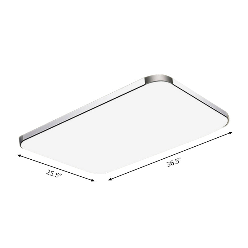 Flat Panel Flush Ceiling Light with Acrylic Diffuser Simple Style White/Silver LED Ceiling Fixture for Living Room in White, 21"/25.5"/36.5" W Clearhalo 'Ceiling Lights' 'Close To Ceiling Lights' 'Close to ceiling' 'Flush mount' Lighting' 149601