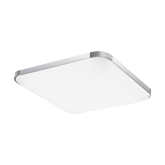 Flat Panel Flush Ceiling Light with Acrylic Diffuser Simple Style White/Silver LED Ceiling Fixture for Living Room in White, 21"/25.5"/36.5" W Clearhalo 'Ceiling Lights' 'Close To Ceiling Lights' 'Close to ceiling' 'Flush mount' Lighting' 149605