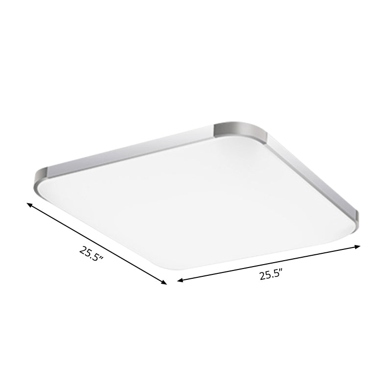 Flat Panel Flush Ceiling Light with Acrylic Diffuser Simple Style White/Silver LED Ceiling Fixture for Living Room in White, 21"/25.5"/36.5" W Clearhalo 'Ceiling Lights' 'Close To Ceiling Lights' 'Close to ceiling' 'Flush mount' Lighting' 149606