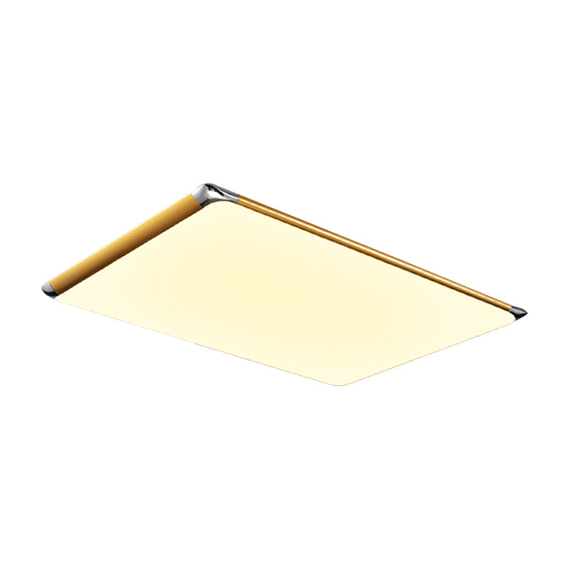 25.5"/36" W LED Metal Rectangular Flush Ceiling Light Simple Gold Ceiling Light for Living Room in Warm/White with Acrylic Shade Clearhalo 'Ceiling Lights' 'Close To Ceiling Lights' 'Close to ceiling' 'Flush mount' Lighting' 149645