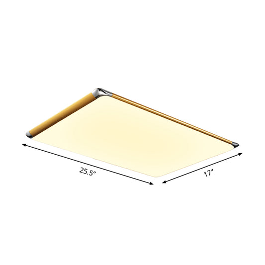 25.5"/36" W LED Metal Rectangular Flush Ceiling Light Simple Gold Ceiling Light for Living Room in Warm/White with Acrylic Shade Clearhalo 'Ceiling Lights' 'Close To Ceiling Lights' 'Close to ceiling' 'Flush mount' Lighting' 149647