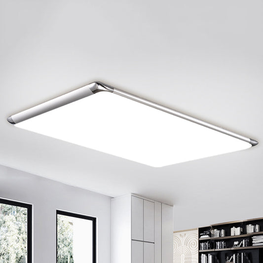 Silver Rectangular Flush Light with Acrylic Shade Modern Integrated LED Ceiling Flush for Living Room in Warm/White, 25.5"/36" Wide Clearhalo 'Ceiling Lights' 'Close To Ceiling Lights' 'Close to ceiling' 'Flush mount' Lighting' 149649