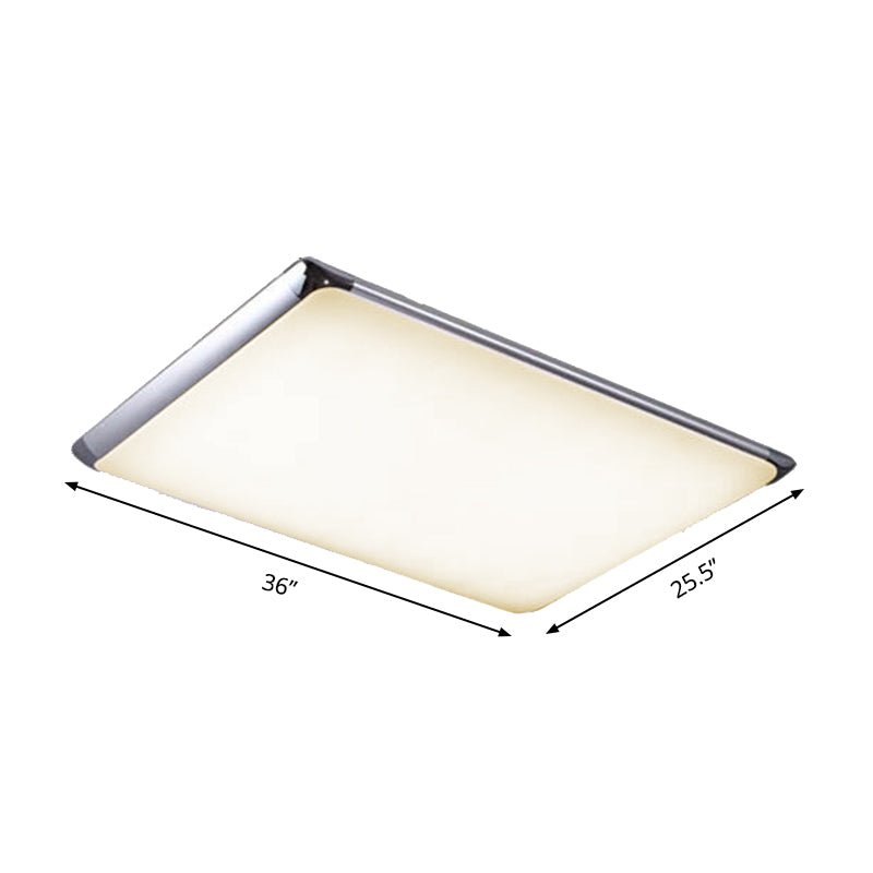 Silver Rectangular Flush Light with Acrylic Shade Modern Integrated LED Ceiling Flush for Living Room in Warm/White, 25.5"/36" Wide Clearhalo 'Ceiling Lights' 'Close To Ceiling Lights' 'Close to ceiling' 'Flush mount' Lighting' 149651