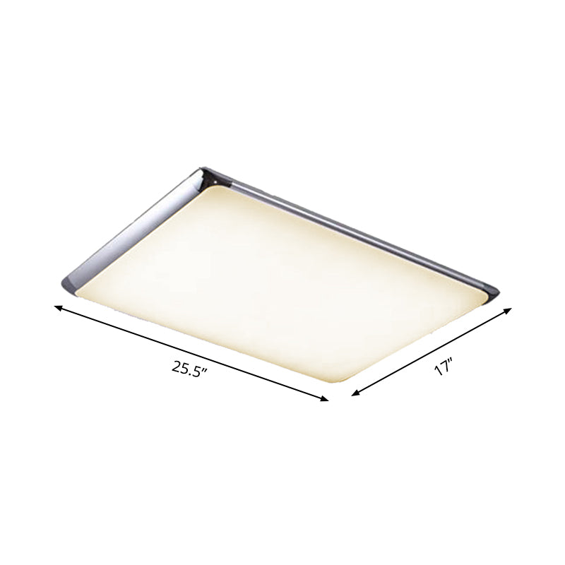 Silver Rectangular Flush Light with Acrylic Shade Modern Integrated LED Ceiling Flush for Living Room in Warm/White, 25.5"/36" Wide Clearhalo 'Ceiling Lights' 'Close To Ceiling Lights' 'Close to ceiling' 'Flush mount' Lighting' 149652