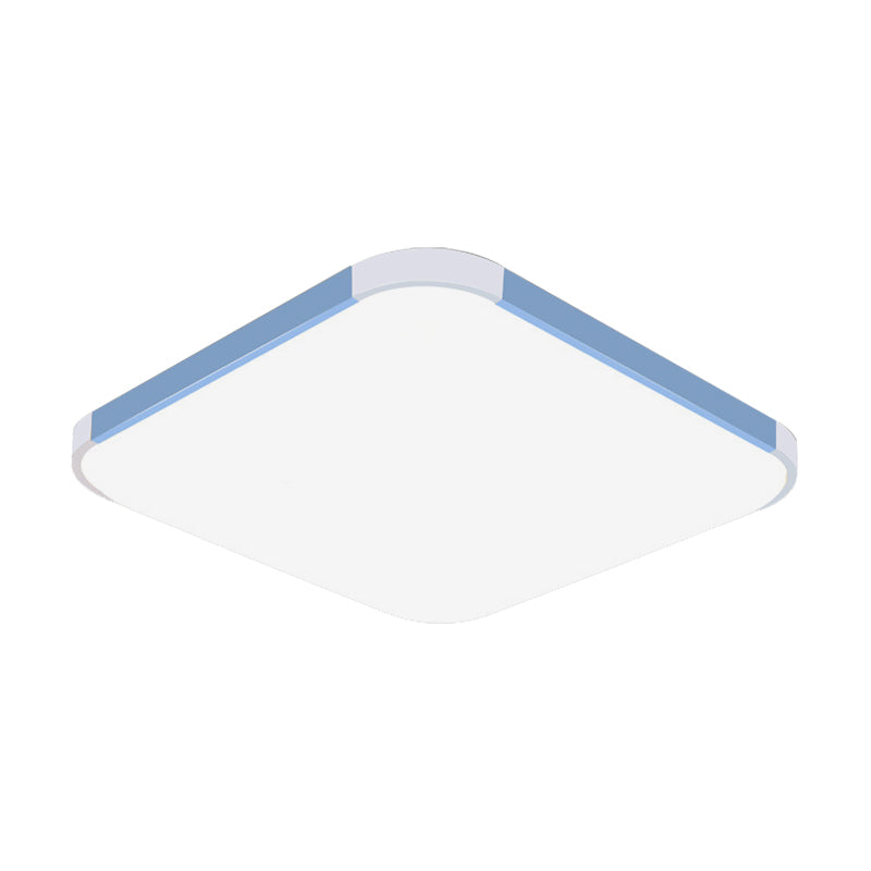 Geometric Flush Mount Lamp Macaron Acrylic Pink/Yellow/Blue LED Flush Mount Lamp, 12"/15"/17" Wide in White/Warm Clearhalo 'Ceiling Lights' 'Close To Ceiling Lights' 'Close to ceiling' 'Flush mount' Lighting' 149699