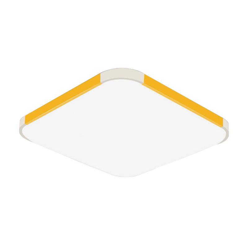 Geometric Flush Mount Lamp Macaron Acrylic Pink/Yellow/Blue LED Flush Mount Lamp, 12"/15"/17" Wide in White/Warm Clearhalo 'Ceiling Lights' 'Close To Ceiling Lights' 'Close to ceiling' 'Flush mount' Lighting' 149701