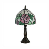 Tiffany Rose Table Light Bedroom 1 Light Stained Glass Decorative Standing Light in Pink-White/Pink Clearhalo 'Lamps' 'Table Lamps' Lighting' 14972