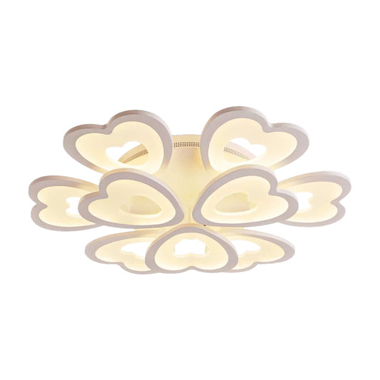 9/12/15 Lights Bedroom Flush Mount Light with Heart Acrylic Shade White Ceiling Lamp in Warm/White/Natural Light Clearhalo 'Ceiling Lights' 'Close To Ceiling Lights' 'Close to ceiling' 'Semi-flushmount' Lighting' 149768