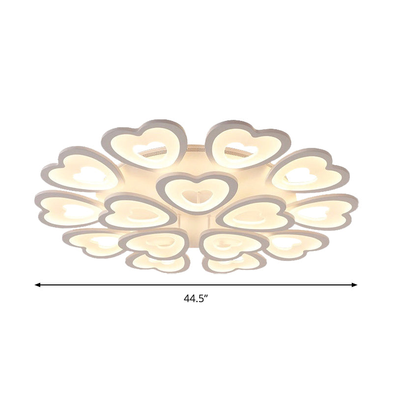 9/12/15 Lights Bedroom Flush Mount Light with Heart Acrylic Shade White Ceiling Lamp in Warm/White/Natural Light Clearhalo 'Ceiling Lights' 'Close To Ceiling Lights' 'Close to ceiling' 'Semi-flushmount' Lighting' 149777