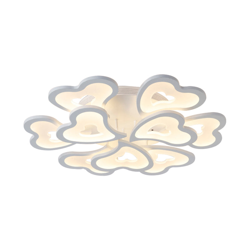 Hearts Bedroom LED Flush Lamp Acrylic 3/5/9-Light Modern Ceiling Mount Light Fixture in Warm/White/Natural Light Clearhalo 'Ceiling Lights' 'Close To Ceiling Lights' 'Close to ceiling' 'Semi-flushmount' Lighting' 149788