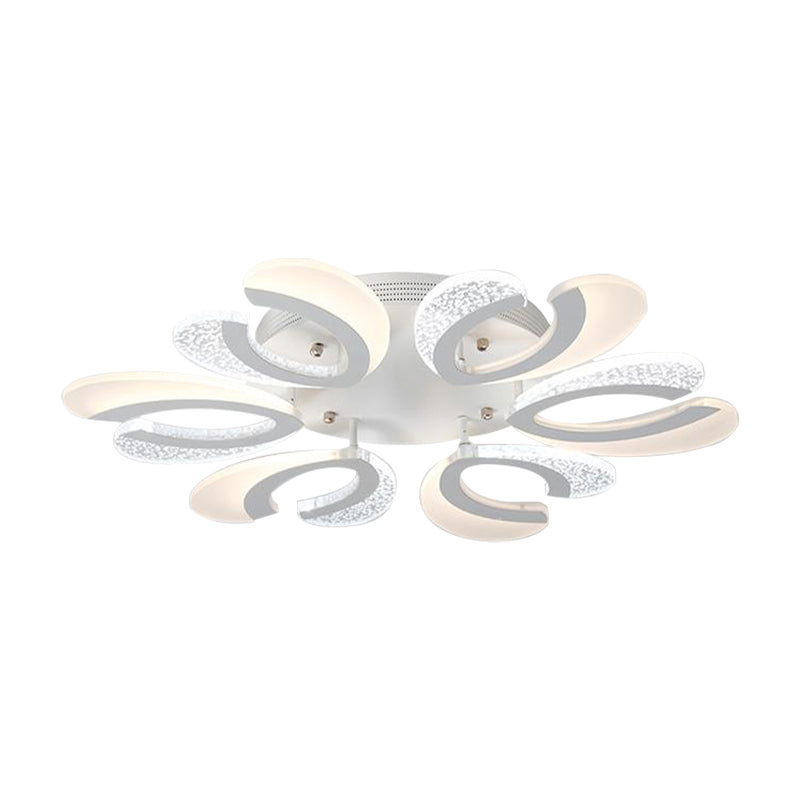 Clear and White V-Shaped Flush Mount LED Light Contemporary 4/6/9 Lights Acrylic Ceiling Light Fixture in Warm Light Clearhalo 'Ceiling Lights' 'Close To Ceiling Lights' 'Close to ceiling' 'Semi-flushmount' Lighting' 149857