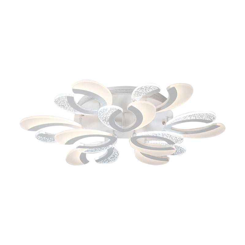 Clear and White V-Shaped Flush Mount LED Light Contemporary 4/6/9 Lights Acrylic Ceiling Light Fixture in Warm Light Clearhalo 'Ceiling Lights' 'Close To Ceiling Lights' 'Close to ceiling' 'Semi-flushmount' Lighting' 149861