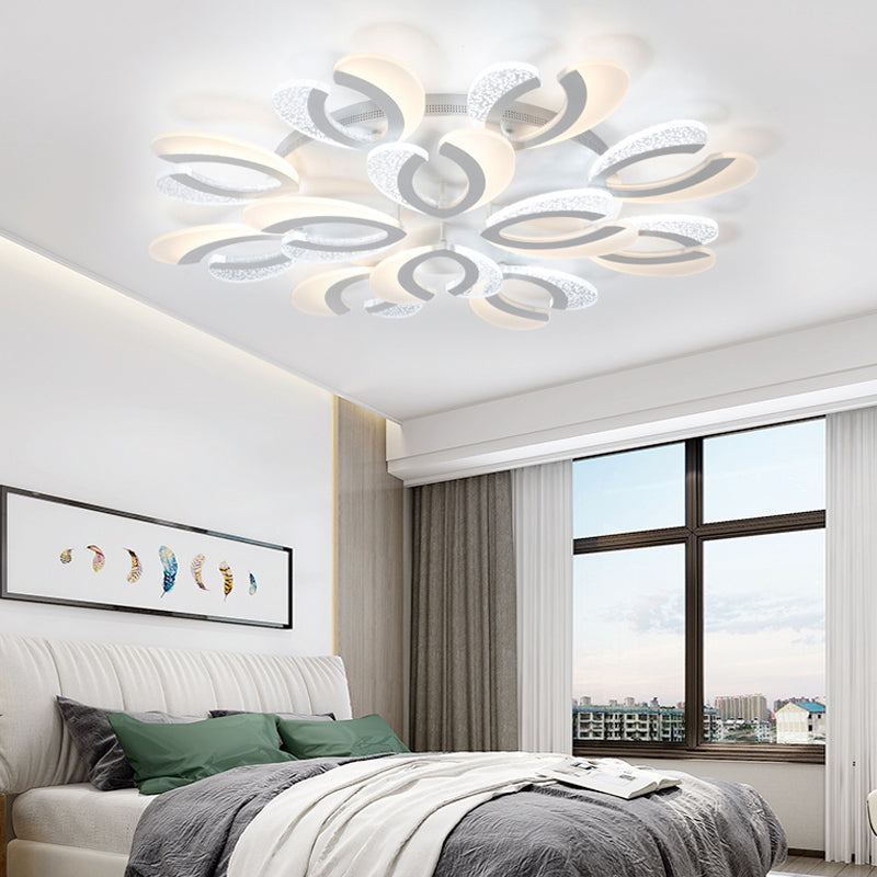 Clear and White V-Shaped Flush Mount LED Light Contemporary 4/6/9 Lights Acrylic Ceiling Light Fixture in Warm Light Clearhalo 'Ceiling Lights' 'Close To Ceiling Lights' 'Close to ceiling' 'Semi-flushmount' Lighting' 149864