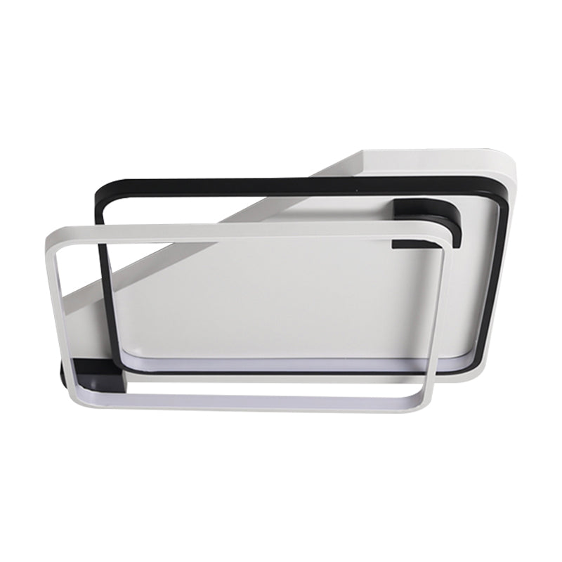 18"/22"27.5" Wide Acrylic Rectangular Ceiling Light Modern LED Black and White Flushmount in Warm/White Light Clearhalo 'Ceiling Lights' 'Close To Ceiling Lights' 'Close to ceiling' 'Flush mount' Lighting' 149883