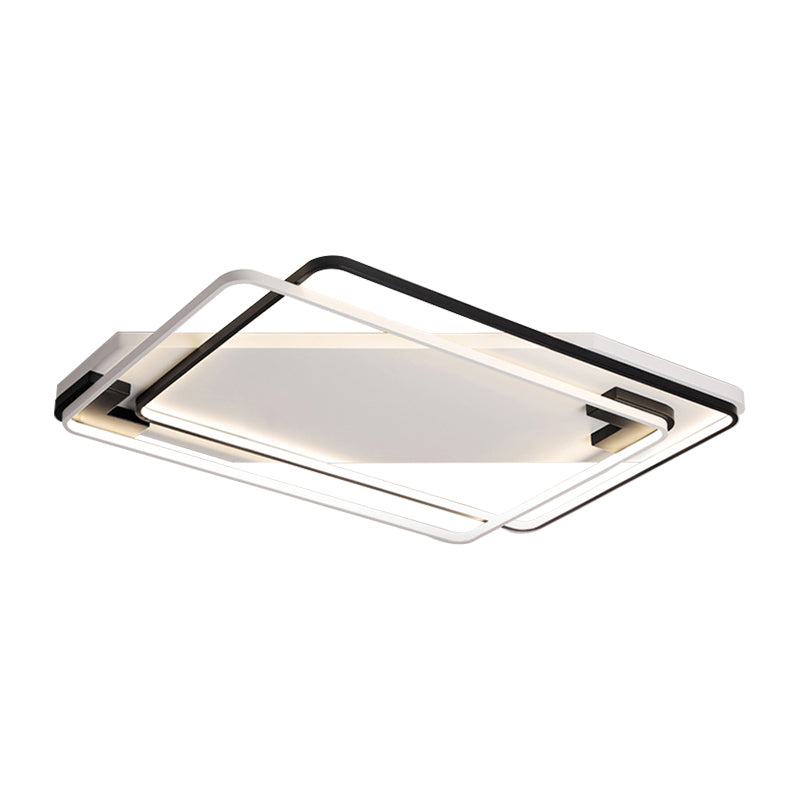 18"/22"27.5" Wide Acrylic Rectangular Ceiling Light Modern LED Black and White Flushmount in Warm/White Light Clearhalo 'Ceiling Lights' 'Close To Ceiling Lights' 'Close to ceiling' 'Flush mount' Lighting' 149889