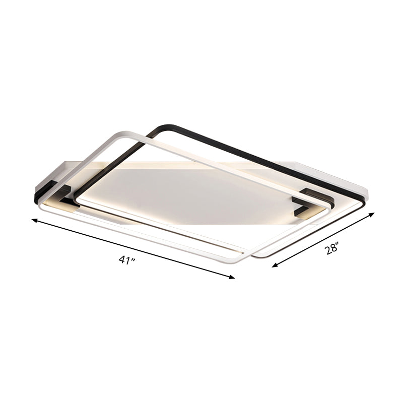 18"/22"27.5" Wide Acrylic Rectangular Ceiling Light Modern LED Black and White Flushmount in Warm/White Light Clearhalo 'Ceiling Lights' 'Close To Ceiling Lights' 'Close to ceiling' 'Flush mount' Lighting' 149890