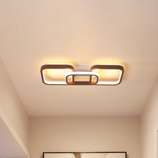 2/3/4 Heads Simple Square Flush Mount Ceiling Lamp Brown Hallway Ceiling Flush Mount in Warm/White Clearhalo 'Ceiling Lights' 'Close To Ceiling Lights' 'Close to ceiling' 'Flush mount' Lighting' 150032