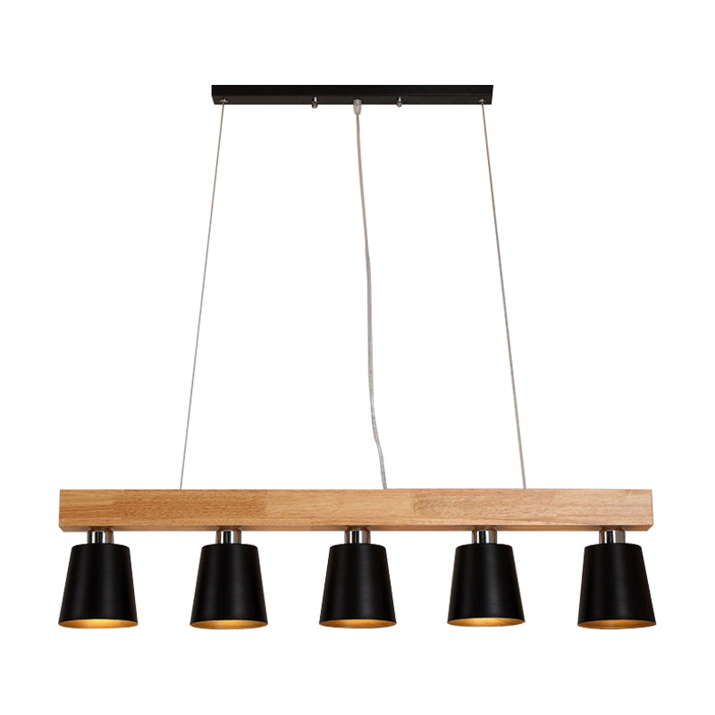 3/5-Light Cone Island Pendant Lamp Modern Iron Drop Light in Black/White with Adjustable Cord Clearhalo 'Ceiling Lights' 'Island Lights' Lighting' 150123