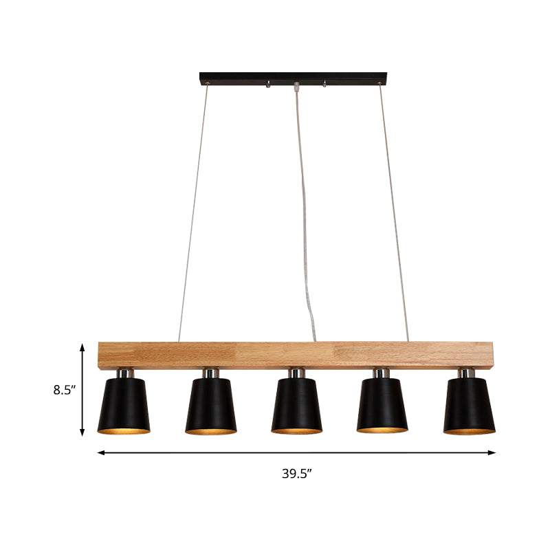 3/5-Light Cone Island Pendant Lamp Modern Iron Drop Light in Black/White with Adjustable Cord Clearhalo 'Ceiling Lights' 'Island Lights' Lighting' 150124