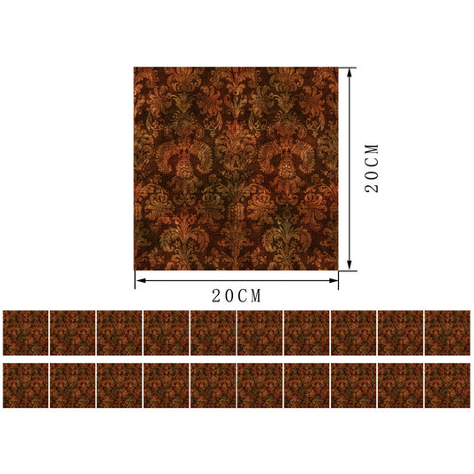Retro Damask Pattern Wallpaper Panels Red Brown Self Sticking Wall Decor for Bedroom Clearhalo 'Vintage wall decor' 'Vintage' 'Wallpaper' Wall Decor' 1501313