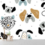 Big Dogs Mural Wallpaper Cartoon Cute Animal Print Wall Art in Black-Orange on White Clearhalo 'Wall Decor' 'Wall Mural' 1501495