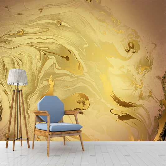 Simple Abstract Waves Wallpaper Mural Yellow Moisture Resistant Wall Art for Home Clearhalo 'Wall Decor' 'Wall Mural' 1501540