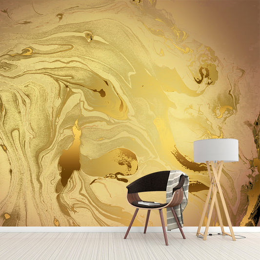 Simple Abstract Waves Wallpaper Mural Yellow Moisture Resistant Wall Art for Home Clearhalo 'Wall Decor' 'Wall Mural' 1501541