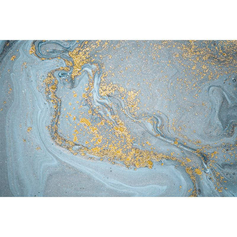 Wave with Shattered Sequins Mural Contemporary Smooth Wall Covering in Blue and Gold Clearhalo 'Wall Decor' 'Wall Mural' 1501552