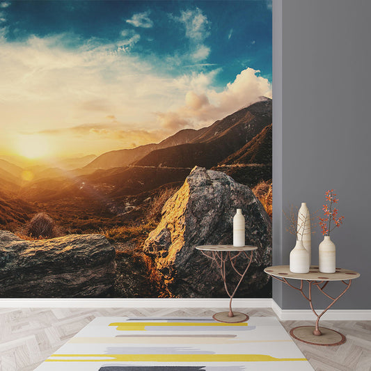 Mountain Sunrise Scenery Mural Contemporary Moisture Resistant Bedroom Wall Covering, Optional Size Clearhalo 'Wall Decor' 'Wall Mural' 1501790