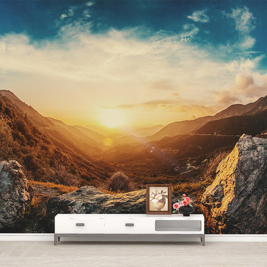 Mountain Sunrise Scenery Mural Contemporary Moisture Resistant Bedroom Wall Covering, Optional Size Clearhalo 'Wall Decor' 'Wall Mural' 1501791