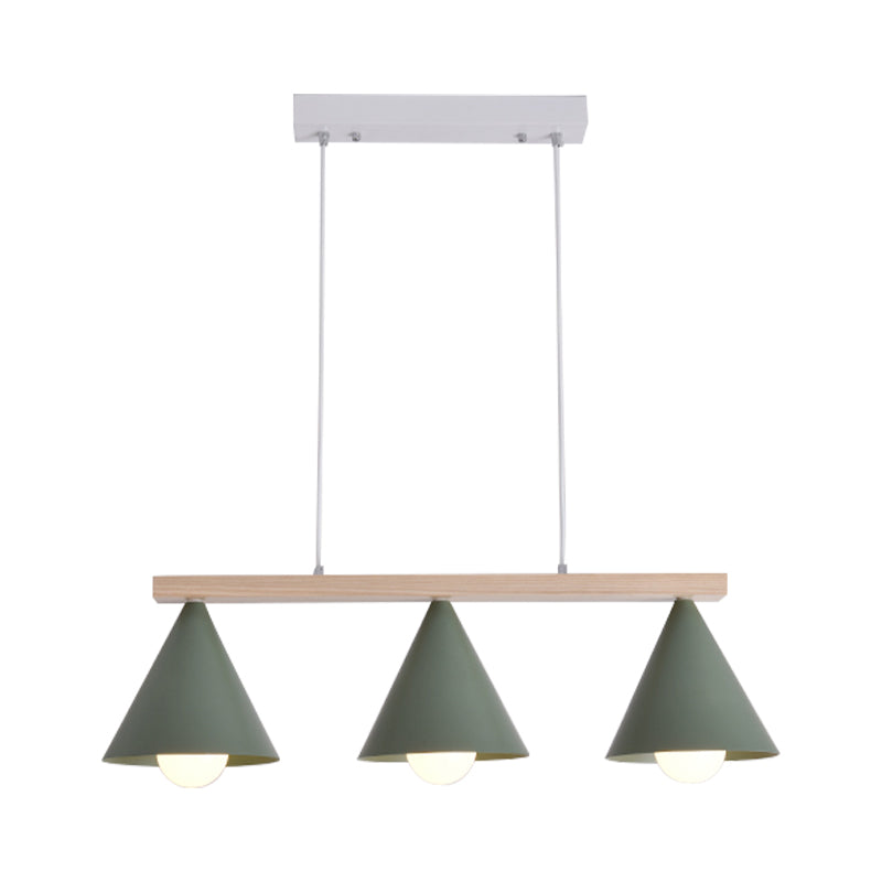 Nordic 3/5-Head Island Pendant with Iron Shade Green Tapered Ceiling Light Fixture Clearhalo 'Ceiling Lights' 'Island Lights' Lighting' 150184