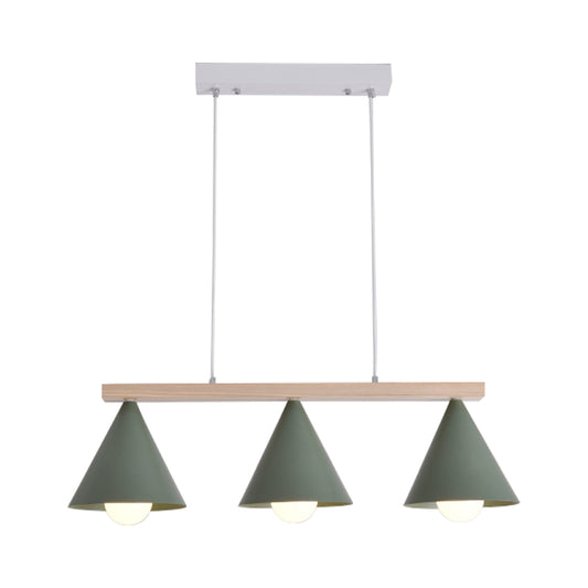 Nordic 3/5-Head Island Pendant with Iron Shade Green Tapered Ceiling Light Fixture Clearhalo 'Ceiling Lights' 'Island Lights' Lighting' 150184