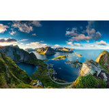 Aerial View Coastal Mountains Mural Contemporary Non-Woven Wall Art in Blue-Green Clearhalo 'Wall Decor' 'Wall Mural' 1501902