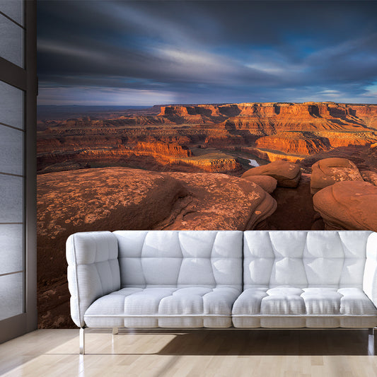 Orange Landscape Wallpaper Mural Dead Horse Point State Park Scenic Modern Waterproof Wall Decor Clearhalo 'Wall Decor' 'Wall Mural' 1501910