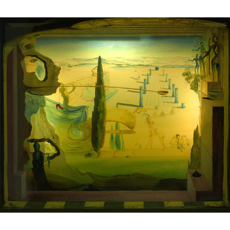 Surrealist Dali Artwork Mural Green Plaza View from Window Wall Decoration for Home Clearhalo 'Wall Decor' 'Wall Mural' 1502581