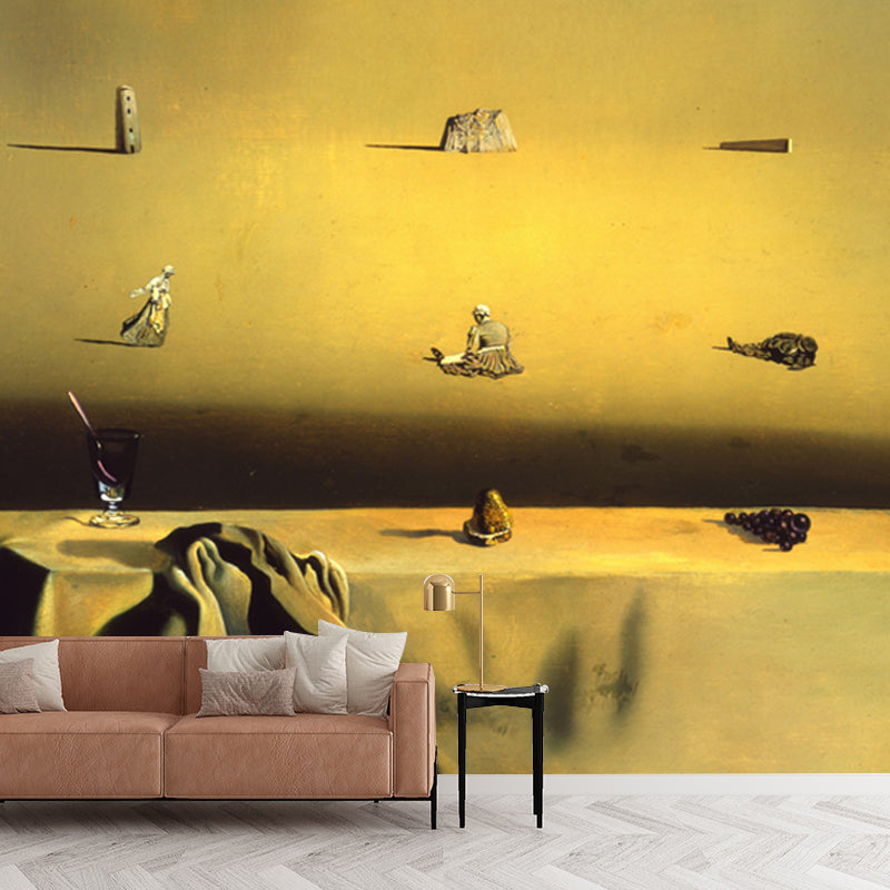 Surreal Morphological Echo Mural Decal Yellow Dining Room Wall Covering, Custom Size Clearhalo 'Wall Decor' 'Wall Mural' 1502590