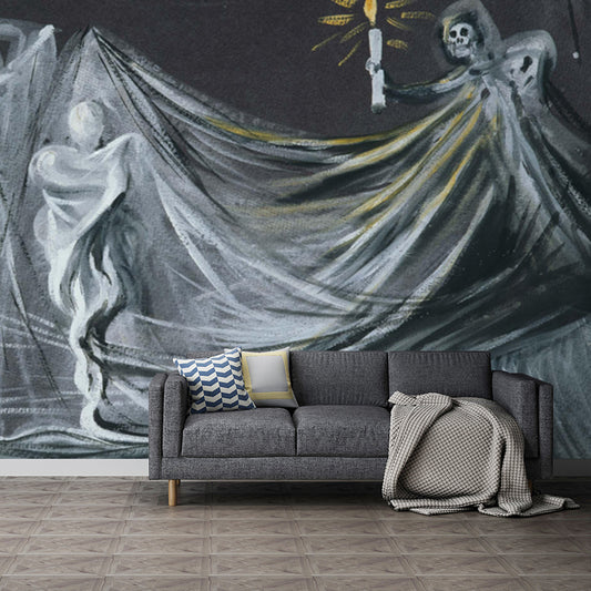 Smooth Large Grey Mural Surrealist Design for the Death Scene in Don Juan Tenorio Wall Covering, Size Optional Clearhalo 'Wall Decor' 'Wall Mural' 1502644