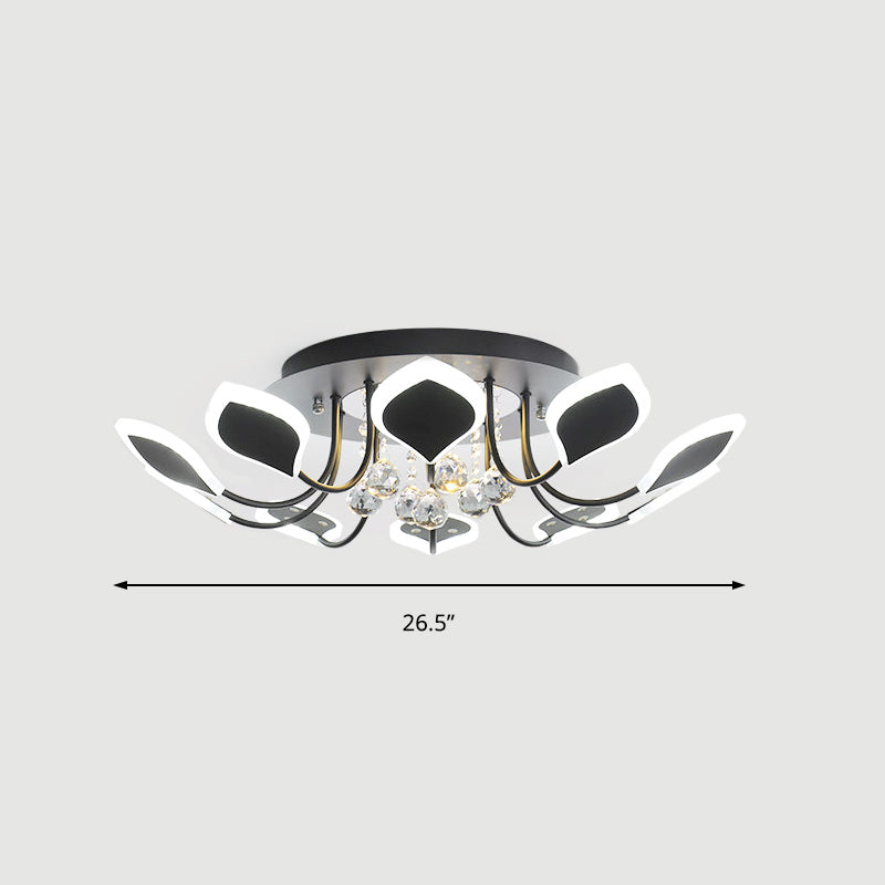 Sputnik Flush Mount Ceiling Light with Leaf Acrylic Shade Modern 8/10/12 Lights White/Black Ceiling Light Fixture for Bedroom in White/Warm Clearhalo 'Ceiling Lights' 'Close To Ceiling Lights' 'Close to ceiling' 'Flush mount' Lighting' 150286