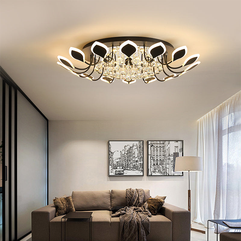 Sputnik Flush Mount Ceiling Light with Leaf Acrylic Shade Modern 8/10/12 Lights White/Black Ceiling Light Fixture for Bedroom in White/Warm Clearhalo 'Ceiling Lights' 'Close To Ceiling Lights' 'Close to ceiling' 'Flush mount' Lighting' 150292