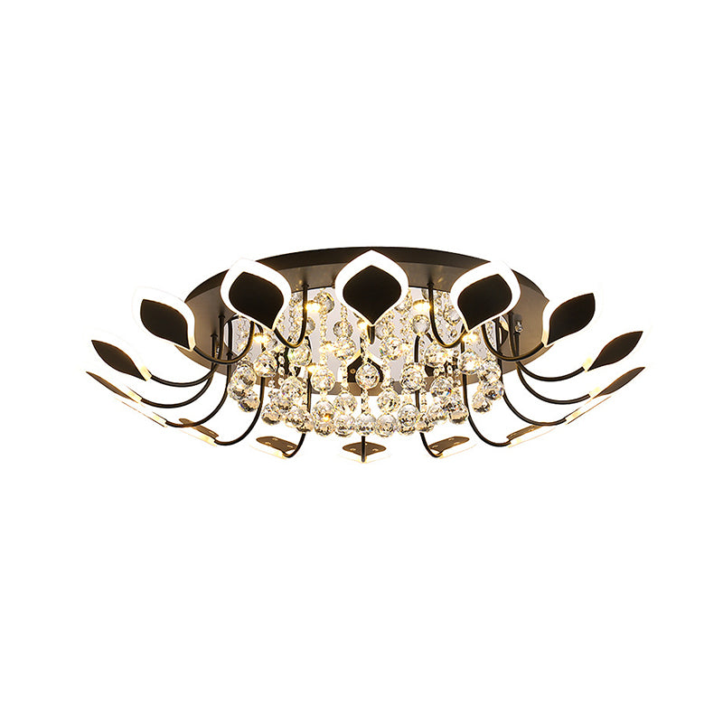 Sputnik Flush Mount Ceiling Light with Leaf Acrylic Shade Modern 8/10/12 Lights White/Black Ceiling Light Fixture for Bedroom in White/Warm Clearhalo 'Ceiling Lights' 'Close To Ceiling Lights' 'Close to ceiling' 'Flush mount' Lighting' 150293