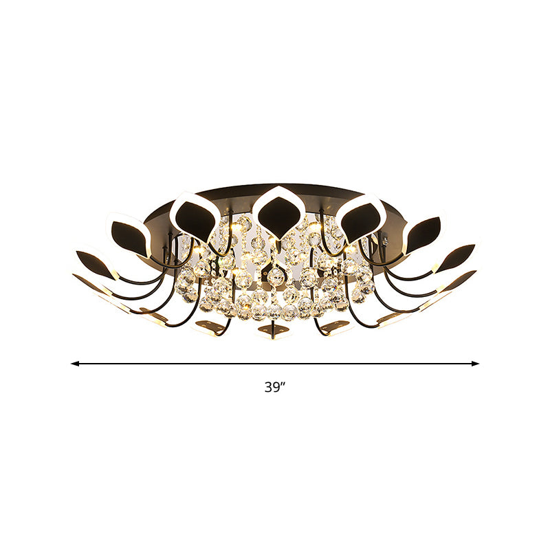 Sputnik Flush Mount Ceiling Light with Leaf Acrylic Shade Modern 8/10/12 Lights White/Black Ceiling Light Fixture for Bedroom in White/Warm Clearhalo 'Ceiling Lights' 'Close To Ceiling Lights' 'Close to ceiling' 'Flush mount' Lighting' 150294