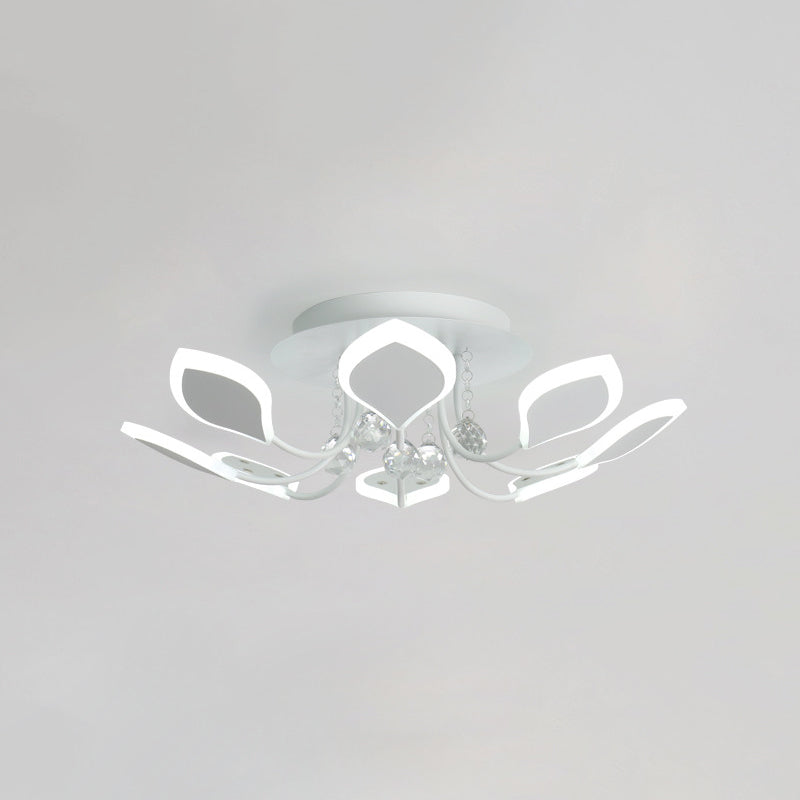 Sputnik Flush Mount Ceiling Light with Leaf Acrylic Shade Modern 8/10/12 Lights White/Black Ceiling Light Fixture for Bedroom in White/Warm Clearhalo 'Ceiling Lights' 'Close To Ceiling Lights' 'Close to ceiling' 'Flush mount' Lighting' 150297