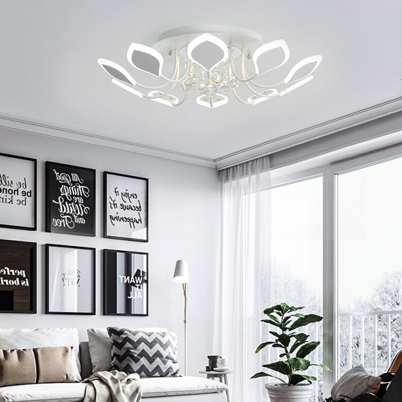 Sputnik Flush Mount Ceiling Light with Leaf Acrylic Shade Modern 8/10/12 Lights White/Black Ceiling Light Fixture for Bedroom in White/Warm Clearhalo 'Ceiling Lights' 'Close To Ceiling Lights' 'Close to ceiling' 'Flush mount' Lighting' 150299