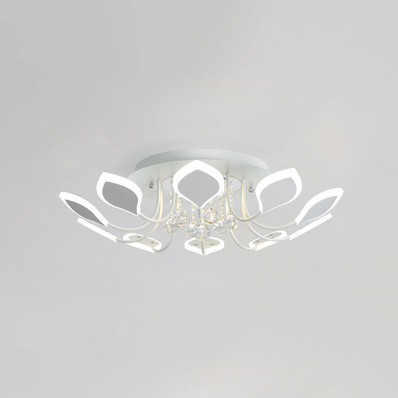 Sputnik Flush Mount Ceiling Light with Leaf Acrylic Shade Modern 8/10/12 Lights White/Black Ceiling Light Fixture for Bedroom in White/Warm Clearhalo 'Ceiling Lights' 'Close To Ceiling Lights' 'Close to ceiling' 'Flush mount' Lighting' 150300