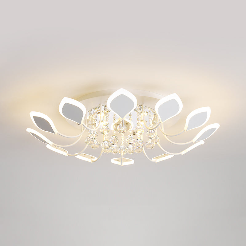 Sputnik Flush Mount Ceiling Light with Leaf Acrylic Shade Modern 8/10/12 Lights White/Black Ceiling Light Fixture for Bedroom in White/Warm Clearhalo 'Ceiling Lights' 'Close To Ceiling Lights' 'Close to ceiling' 'Flush mount' Lighting' 150303