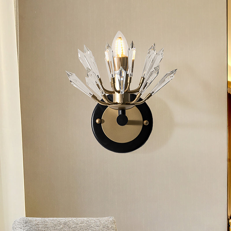 Sputnik Clear Crystal Sconce Light Contemporary 1 Head Black and Gold Wall Mounted Lighting Black-Gold Clearhalo 'Modern wall lights' 'Modern' 'Wall Lamps & Sconces' 'Wall Lights' Lighting' 1503049