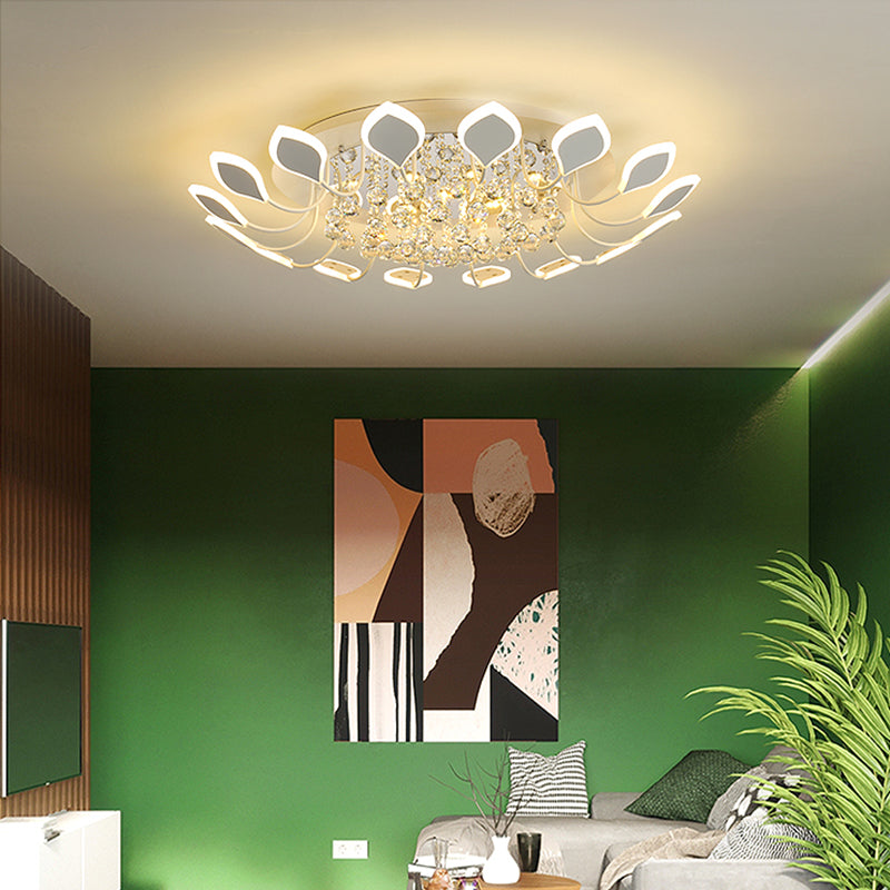 Sputnik Flush Mount Ceiling Light with Leaf Acrylic Shade Modern 8/10/12 Lights White/Black Ceiling Light Fixture for Bedroom in White/Warm Clearhalo 'Ceiling Lights' 'Close To Ceiling Lights' 'Close to ceiling' 'Flush mount' Lighting' 150305