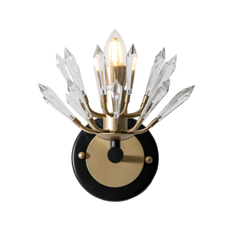 Sputnik Clear Crystal Sconce Light Contemporary 1 Head Black and Gold Wall Mounted Lighting Clearhalo 'Modern wall lights' 'Modern' 'Wall Lamps & Sconces' 'Wall Lights' Lighting' 1503050